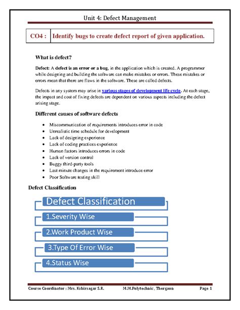 Chapter-4 - vccccccccccxxxxxxxxx - CO4 : Identify bugs to create defect ...