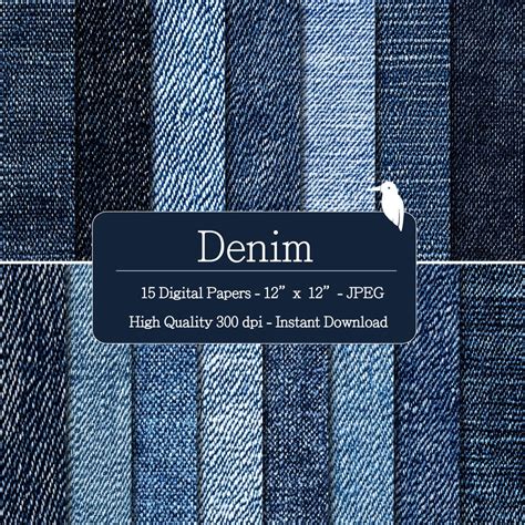 Denim Texture Digital Papers Set for Instant Download, Digital Patterns ...