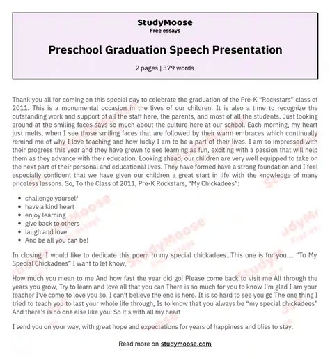 Preschool Graduation Speech 17+ Student Graduation Speech Examples To