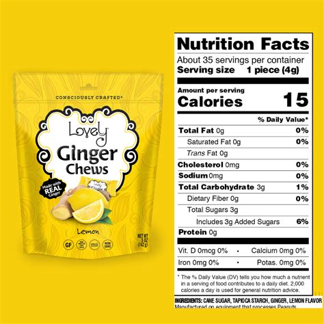 Lemon Ginger Chews 5 oz | Gluten Free Candy | Lovely Candy Company