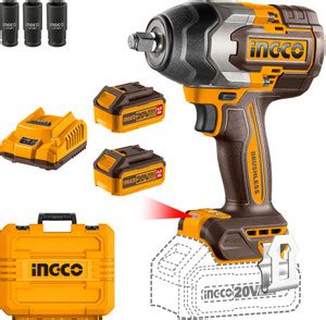 INGCO CIWLI2085 Brushless Cordless Impact Wrench 850Nm 3 Speed, 2pcs 4 ...