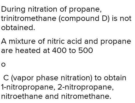 Nitration of propane with nitric acid vapours at about for 30 degree ...