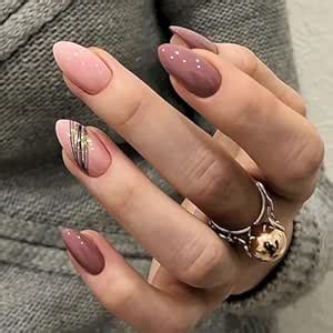 Buy 24 Pcs PINK GOLDEN UV GEL Finish Long French Tip Artificial ful ...