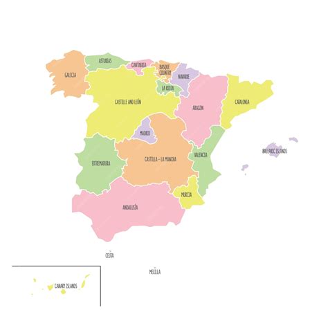 Premium Vector | Vibrant map of spain with labeled regions suitable for ...