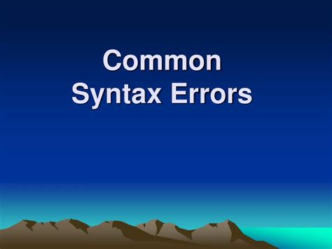 Image result for Examples of Syntax Errors