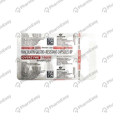 Overzyme 10000 EP UNITS Capsule (10): Uses, Side Effects, Price ...