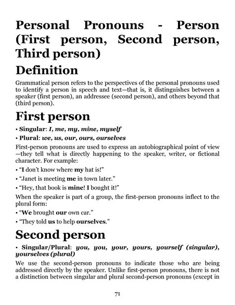 First Person Second Person Grammar