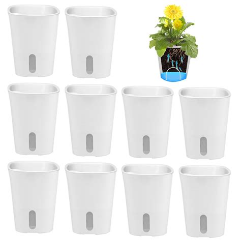 GDWD Set of 10 Self-Watering Flower Pots, Self-Watering Pot with Water ...
