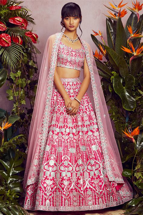 Fuchsia Silk Embroided Lehenga Set – Aneesh Agarwaal