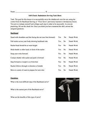 BNameb Amp Self-Check Badminton Serving Task Sheet Task - Files Campus ...