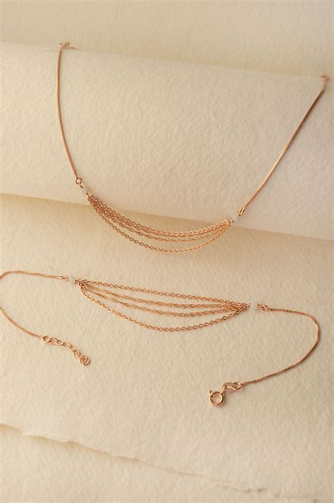Pretty Chain Fall Rose Gold Plated Sterling Silver Anklet | 925 Silver ...