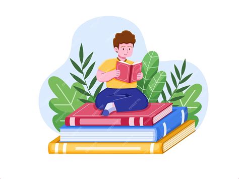 Ilustración de dibujos animados de libros de lectura de personas ...