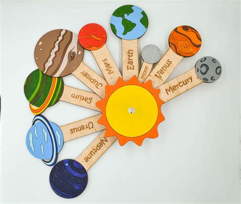 Planets Solar System Model Wooden Montessori Educational Game 83D ...