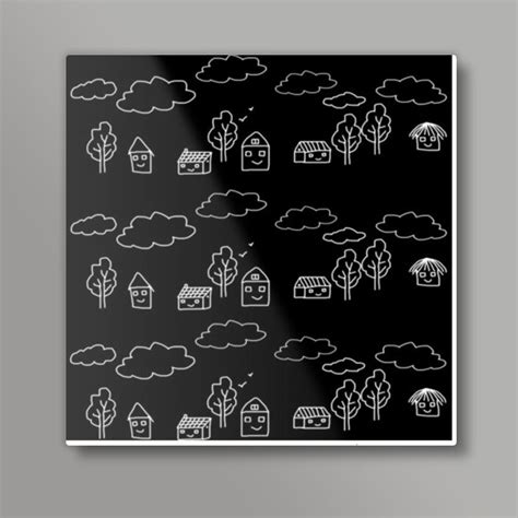 Tribal Art Black And White Happy Houses Square Art Prints – PosterGully