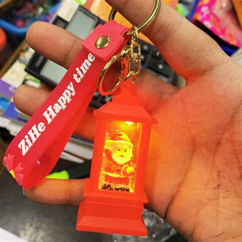 Christmas santa glitter keychain with light - Big Daddy Store
