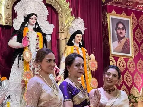 rani mukerji: Durga Puja 2023: Rani Stuns In Gold; Hema-Esha Join ...