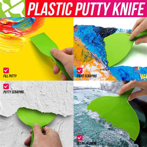 BANGBANGSING 4 Pack Putty Knife, Large Size Pack, Flexible Plastic ...