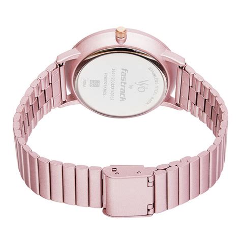 Buy Online Fastrack Vyb Bliss Quartz Analog Pink Dial Stainless Steel ...