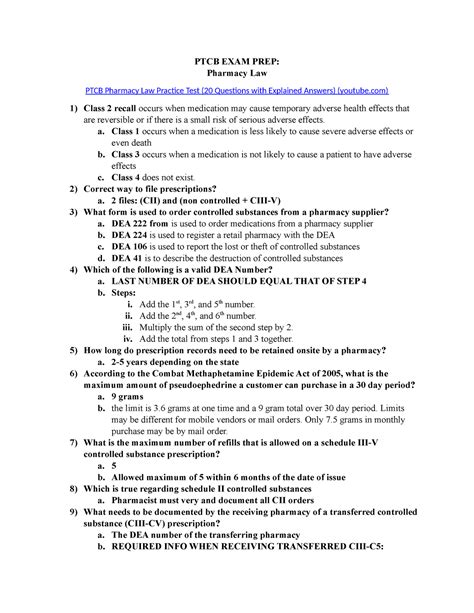 PTCB EXAM PREP - sddfsd - PTCB EXAM PREP: Pharmacy Law PTCB Pharmacy ...