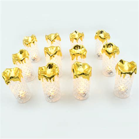 Gold Flameless Candles LED Light Flameless and Smokeless Decorative, C ...