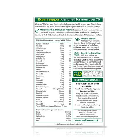 Wellman 70+ Health Supplement for Men, 30 Tablets Price, Uses, Side ...