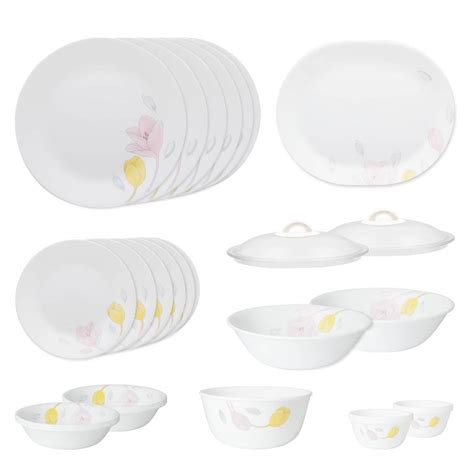 Buy CORELLE Livingware Plus Elegance 30 Pcs Floral Glass Set (White ...