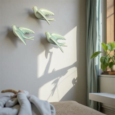 Elegant Light Pastel Blue Bird Wall Décor towards left Direction - Sin ...