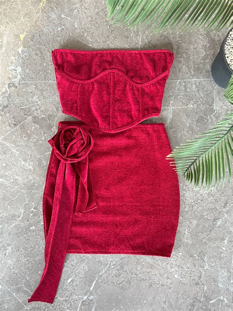 Gloria Regain Red Rose Corset Top & Skirt – Liyokki