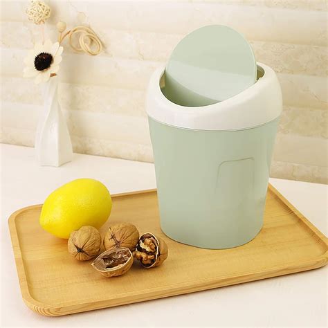 Buy Trash Can Home Desktop Mini Covered Trash Garbage Can Storage Box ...