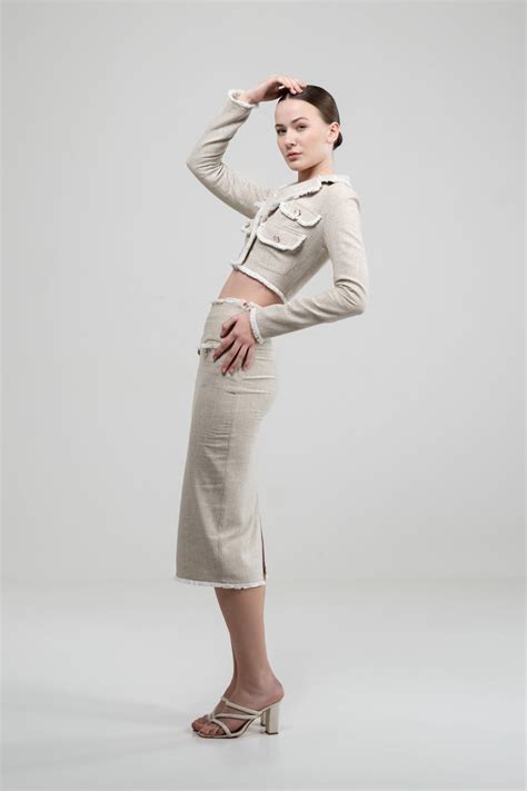 FRINGE DETAIL JACKET AND SKIRT CO-ORD SET – Sotbella