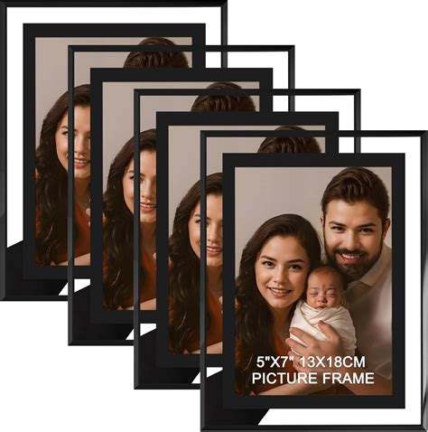 Amazon.com - IZIDDO 5x7 Picture Frames Set of 4,Black Glass Photo Frame ...
