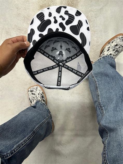 Lost Calf Hat White Cow Print Snapback Flat | Rancho El Mesquite