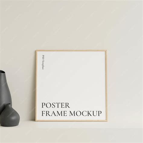 Premium PSD | Minimalist front view square wooden photo or poster frame ...