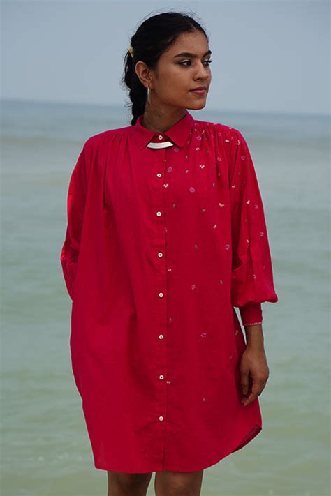 Okhai “Audrey” Hand-embroidered Pure Cotton Pink Dress – Okhaistore