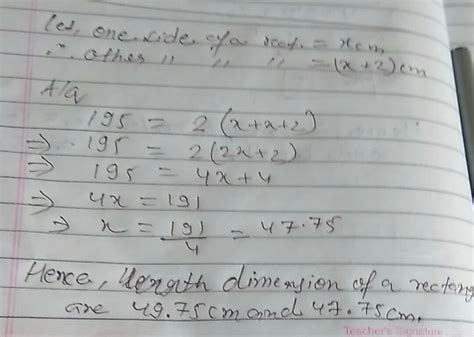 One side of a rectangle exceeds its other side by 2 cm.If its area is ...