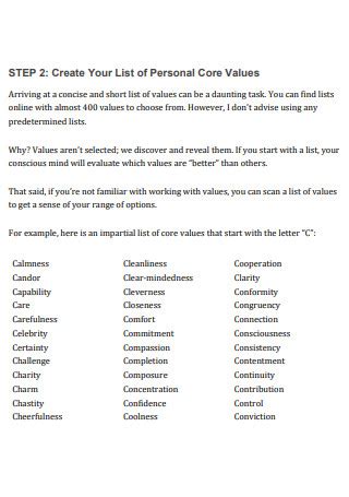 Rezultat imagine pentru Sample Core Values