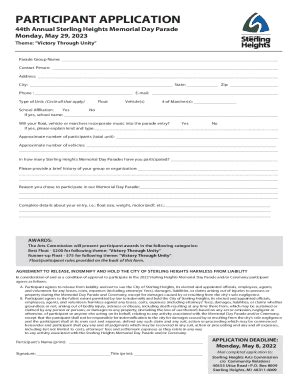Fillable Online PARTICIPANT APPLICATION Fax Email Print - pdfFiller