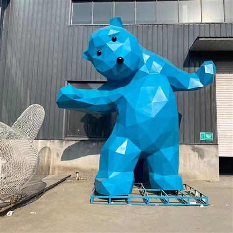 几何熊猫雕塑 切面动物雕塑