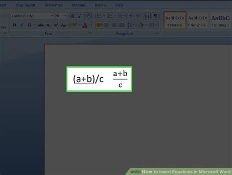 Image result for Microsft Word Equation Layout
