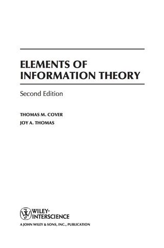 Elements of Information Theory - Thomas M. Cover, Joy A. Thomas - Google Books