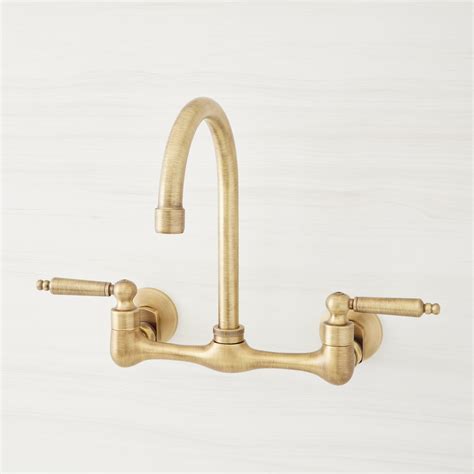 Jessamy Wall-Mount Kitchen Faucet - Aged Brass | Wall mount kitchen ...