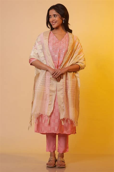Buy Off White Dyed Yarn-Dyed Tassel Woven Dupatta Online for Woman ...