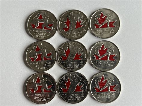 2009 2010 Canada Vancouver Olympic Moments 9 colored Quarters 25 cent ...
