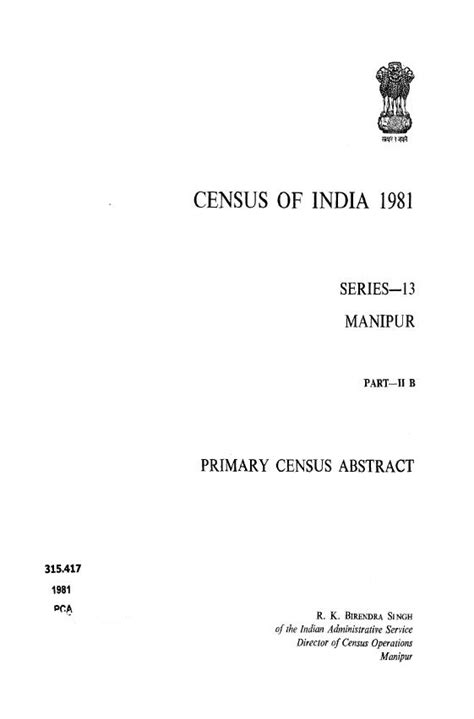 India - Primary Census Abstract, Part-II-B, Series-13, Manipur - Census ...