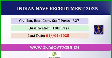Indian Navy Civilian Recruitment 2025 - Apply Online for 327 Posts