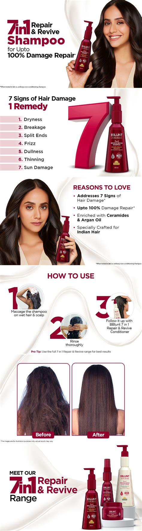 7 in 1 Repair & Revive Shampoo for Upto 100% Damage Repair - 300ml – BBlunt