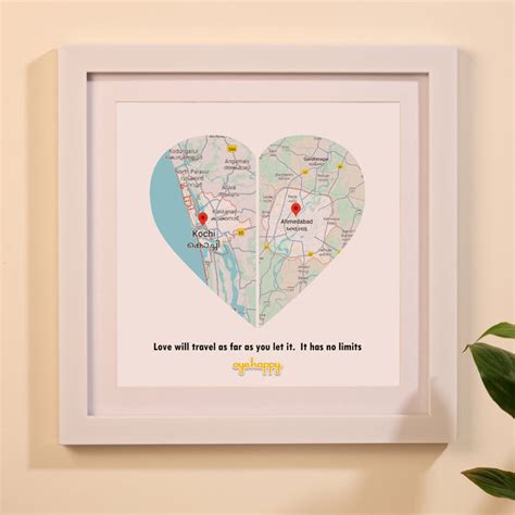Map Frame - Personalized Heart Shaped Map Online | Oye Happy