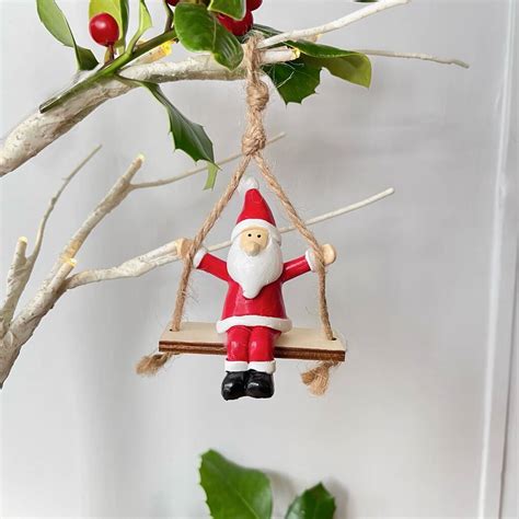 Christmas Santa On Swing Decoration By Pink Pineapple Home & Gifts