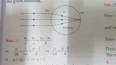 5. Calculate the value of refractive index (u) for the given situation ...