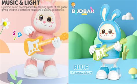 Buy BUDBAK Dancing Rabbit Guitar with Music Flashing Lights and Real ...